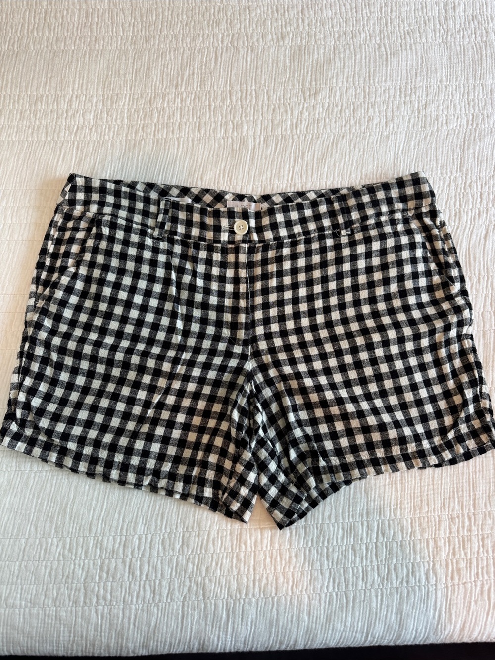 Loft Linen Black & White Gingham Women’s Shorts 6” inseam